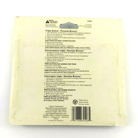 Brainerd Beaded Triple Toggle Switch Decorative Wall Plate-Venetian Bronze 64408 - Picture 10 of 10